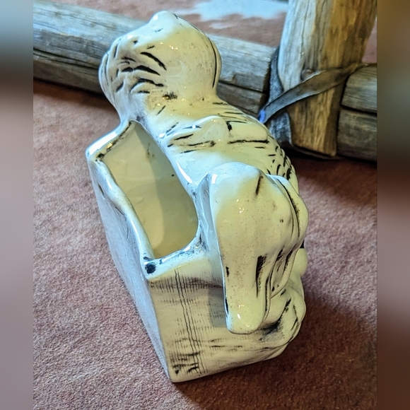 1950's Ceramic Black/White Puppy Dog Planter - Picture 8 of 14